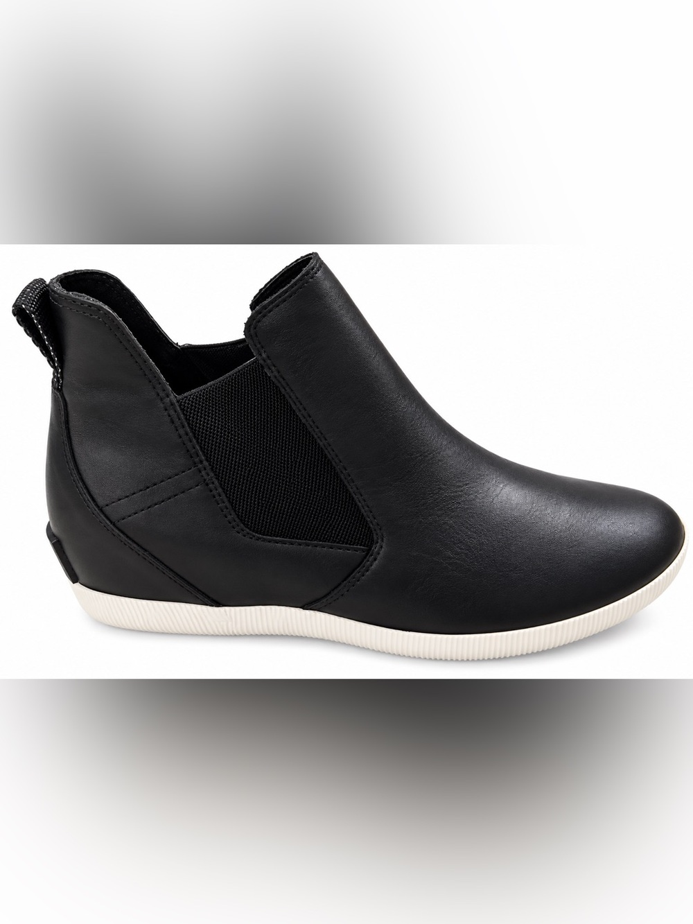 Sorel Black Chelsea Wedge Sneaker Boot with White Sole